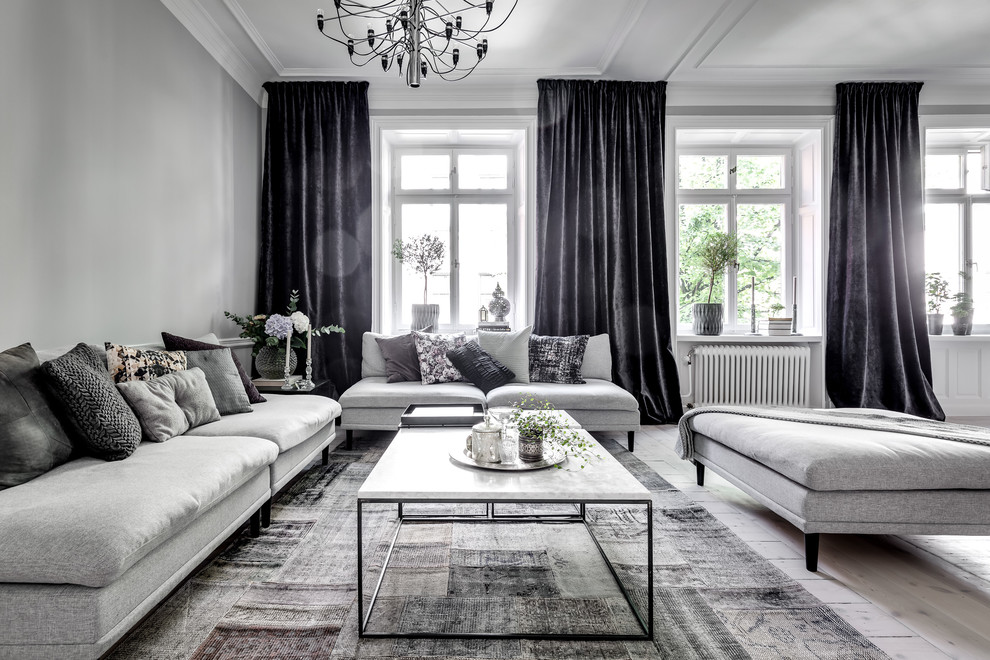 Inspiration för ett minimalistiskt vardagsrum, med ett finrum