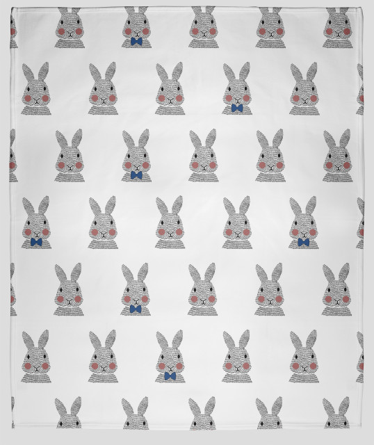 Easter Bunny Fluffle Throw Blanket, Dark Cobalt Blue, 30"x40"