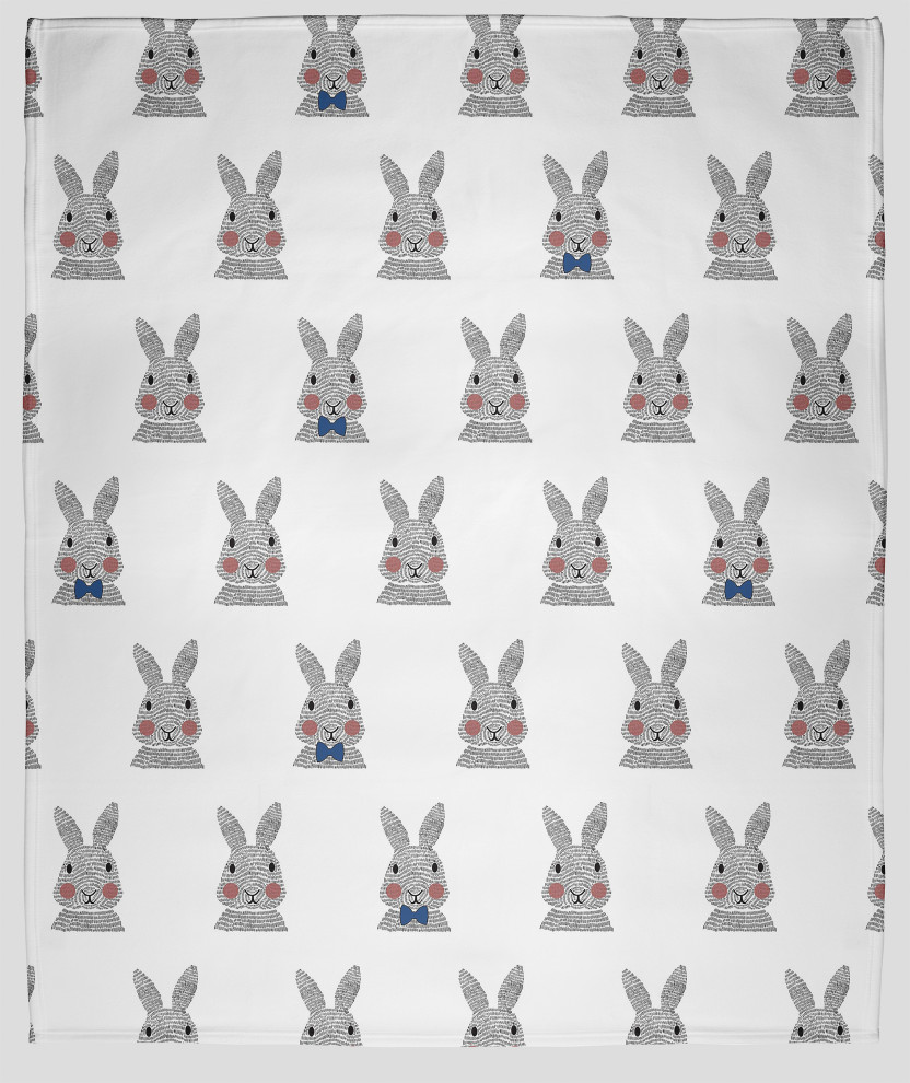 Easter Bunny Fluffle Throw Blanket, Dark Cobalt Blue, 30"x40"