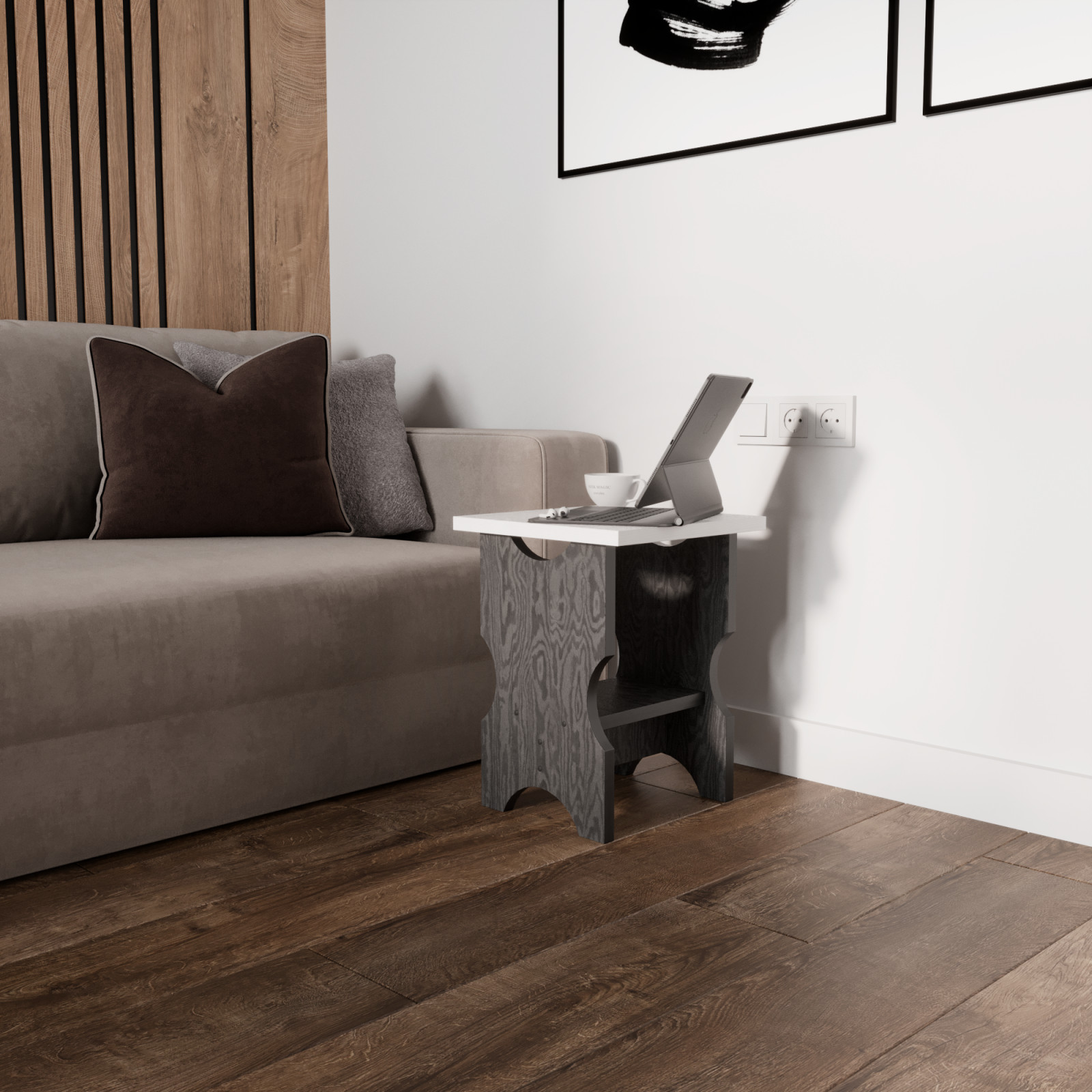 Табурет-столик 2 в 1 ЧАЙНЫЙ в гостинной