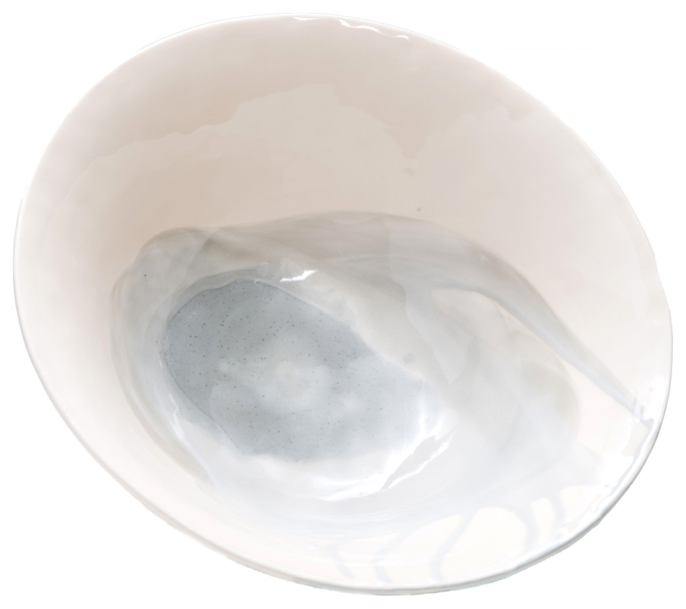 Splash Gray and White Serving Bowl, Ceramic, Large