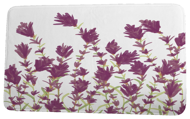 Botanical Blooms Lavender Floral Print Bath Mat Contemporary