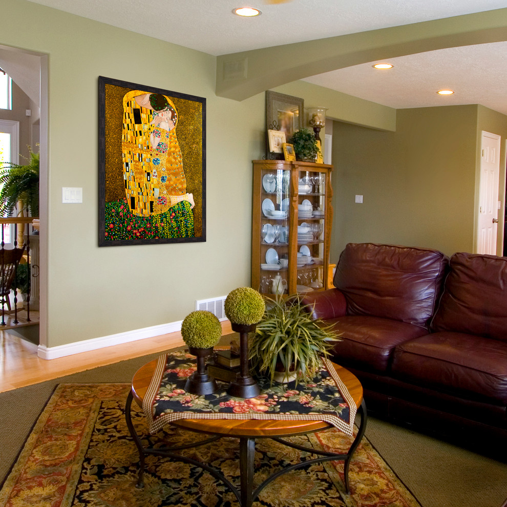 Design ideas for a transitional family room in Wichita.