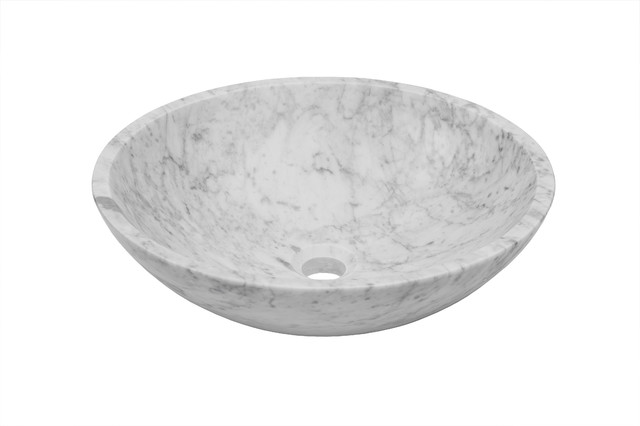 Novatto Carrera White Marble Vessel Bathroom Sink Contemporary Novatto Carrera White Marble Vessel Bathroom Sink