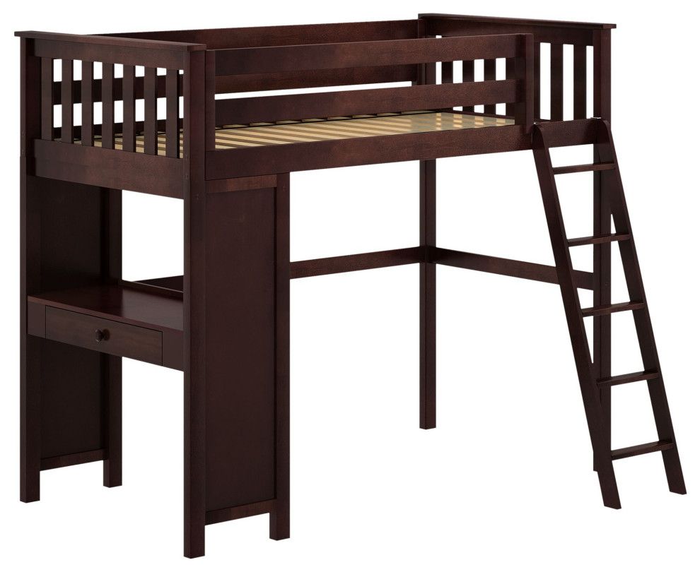 Plank+Beam Twin AllinOne Loft Bed + Desk Transitional Loft Beds by Maxwood Furniture