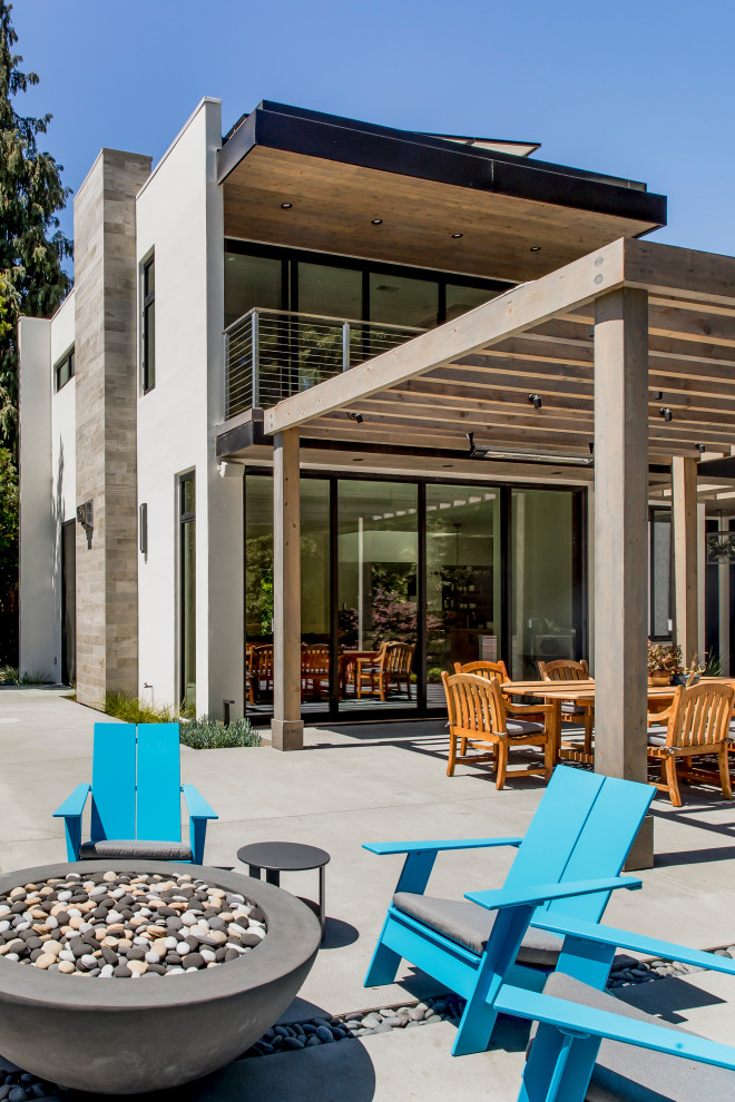 Zweistöckiges Modernes Einfamilienhaus mit Flachdach in San Francisco