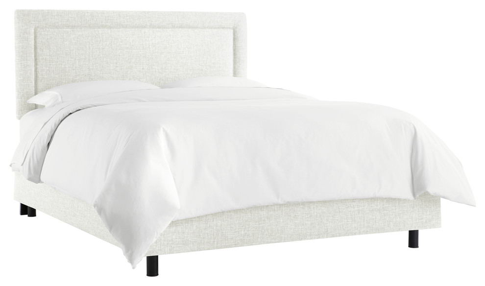 Ana Upholsterd Border Bed, Zuma White, Queen Transitional Platform