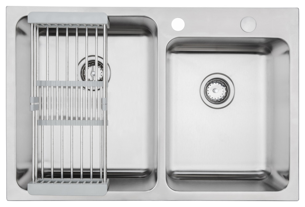 topmount stainless 18g double kitchen sink with low divider