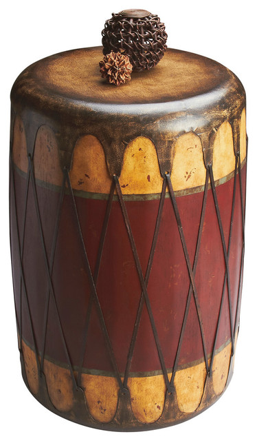 Butler Mountain Lodge Leather Drum Table