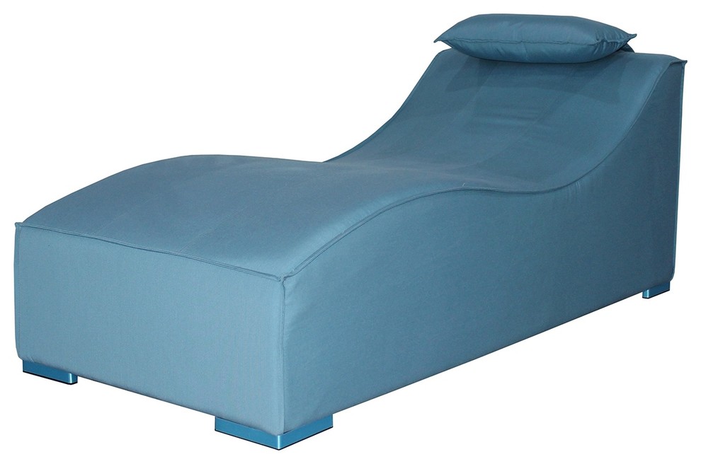 63" Long Quarantino Lounge Aluminum Base Mineral Blue Sunbrella Upholstery