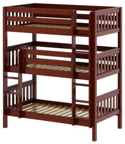 Leta Chestnut Twin XL Triple Bunk Bed, Bunk Bed Only