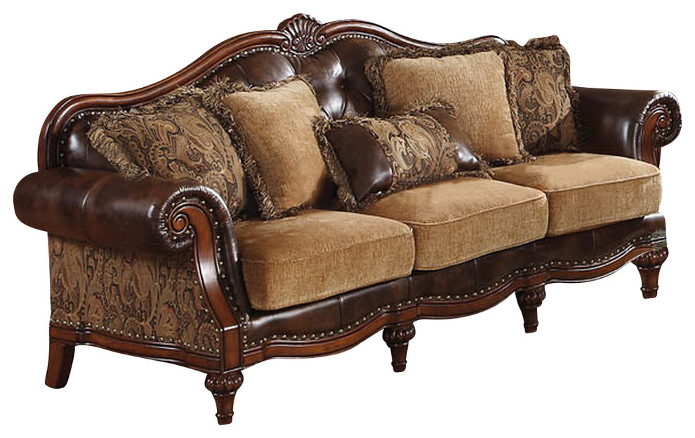 Acme Dreena Traditional Bonded Leather and Chenille Sofa 05495 ...