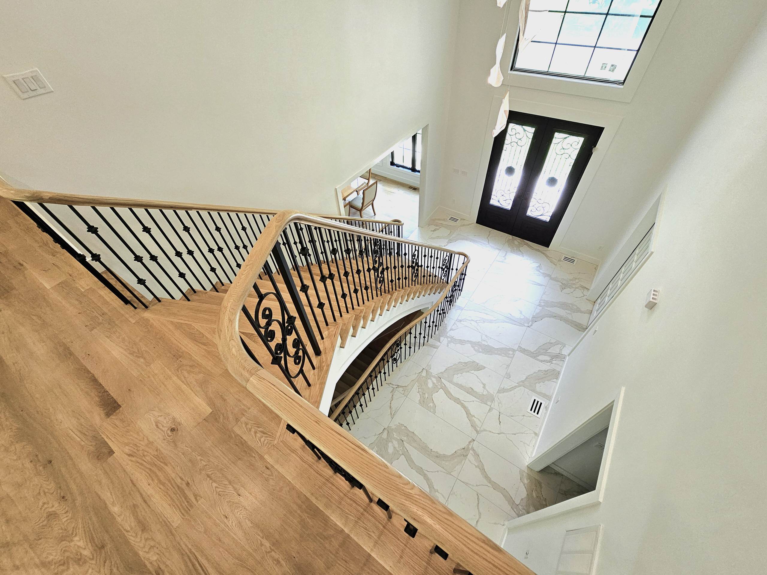 120_Luxurious White Oak Stair with Iron Balusters, Great Falls, 22066