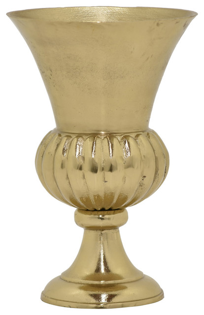 Three Hands 14 Metal Vase Gold Traditional Vases By Three Hands 14 Metal Vase Gold