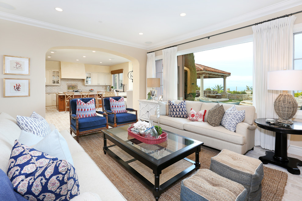 Inspiration for a beach style family room in Orange County.