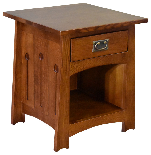 Mission Style Solid Quarter Sawn Oak Keyhole End Table Model A28