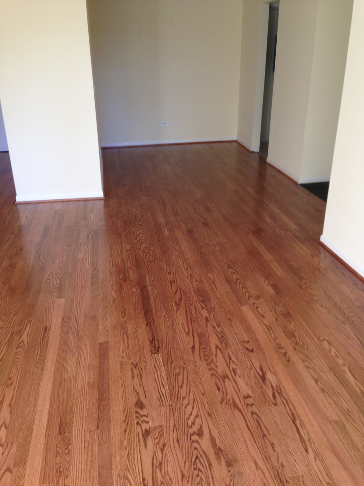 Red Oak Wood Floors with Early American Stain Traditional Chicago