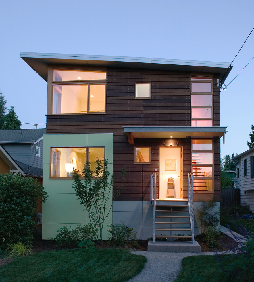 Photo of a contemporary two-storey exterior in Seattle.