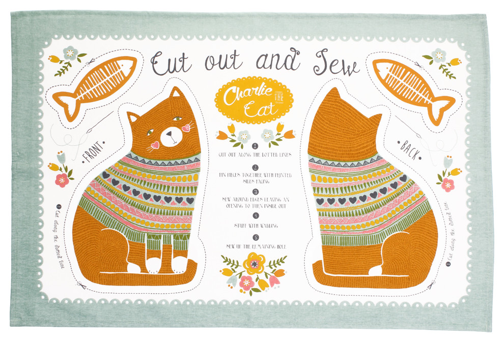 Cat Tea Towel "Catwalk" Cotton Tea Towel Ulster Weavers 