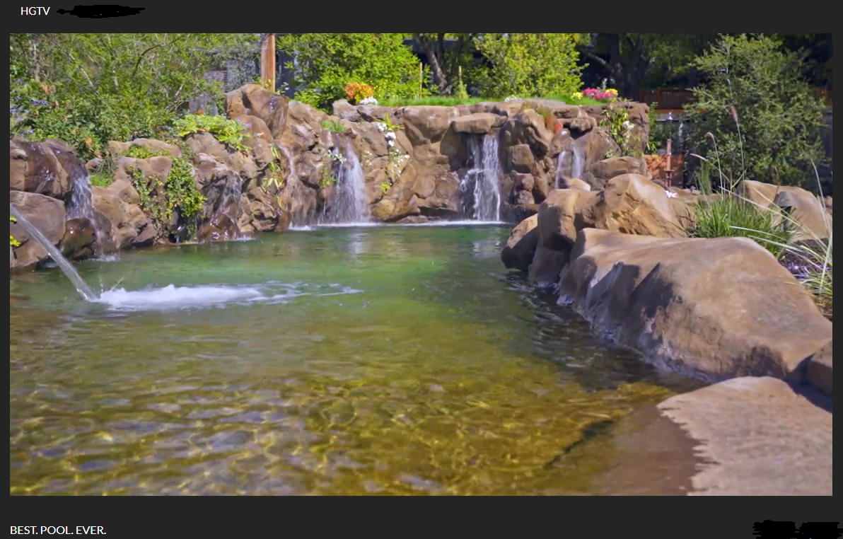 Natural Swimming Pool with Waterfalls and Live Fish