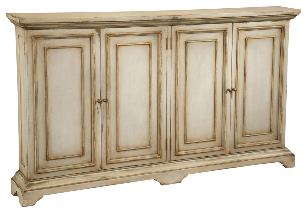 John-Richard Reynaud French Country Antique Linen Tall Door Cabinet