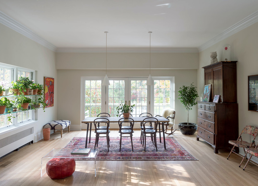 This is an example of a transitional dining room in Bridgeport.