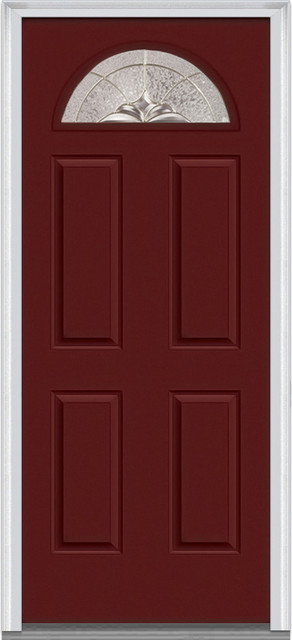 1 4 Lite 4 Panel Fiberglass Burgundy Front Door Traditional Front Doors By Verona Home Design Houzz