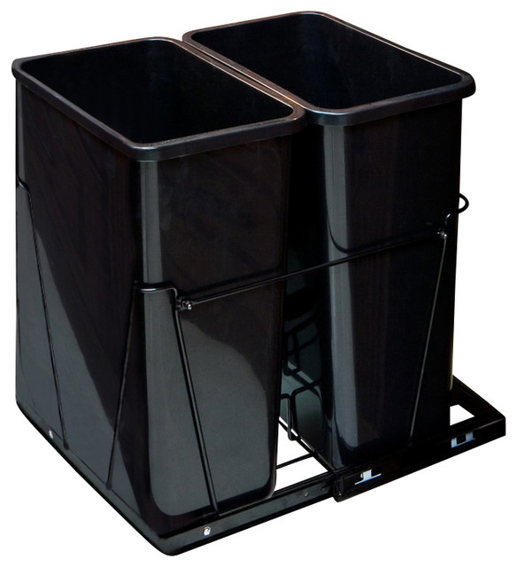 35Quart Double Pullout Waste Container System Traditional Trash