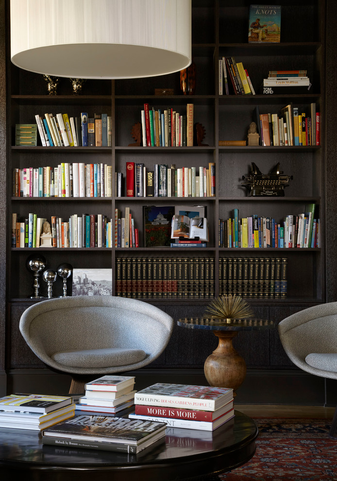 Inspiration for a contemporary living room in Atlanta with a library, no fireplace and no tv.