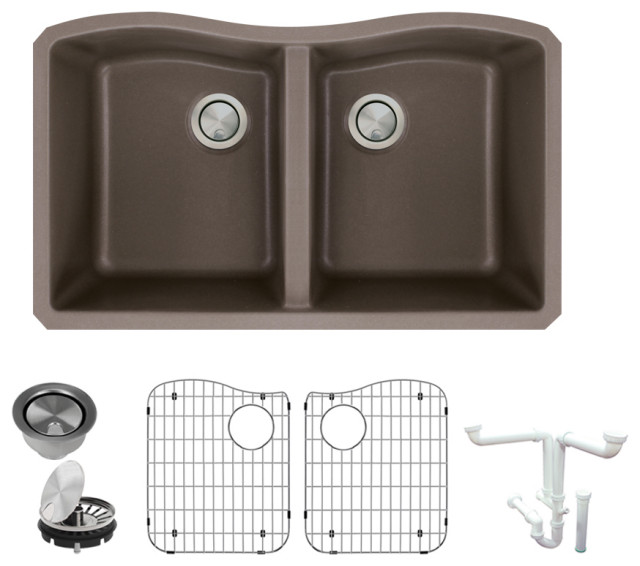 Aversa Granite 32" Kitchen Sink Kit, Espresso