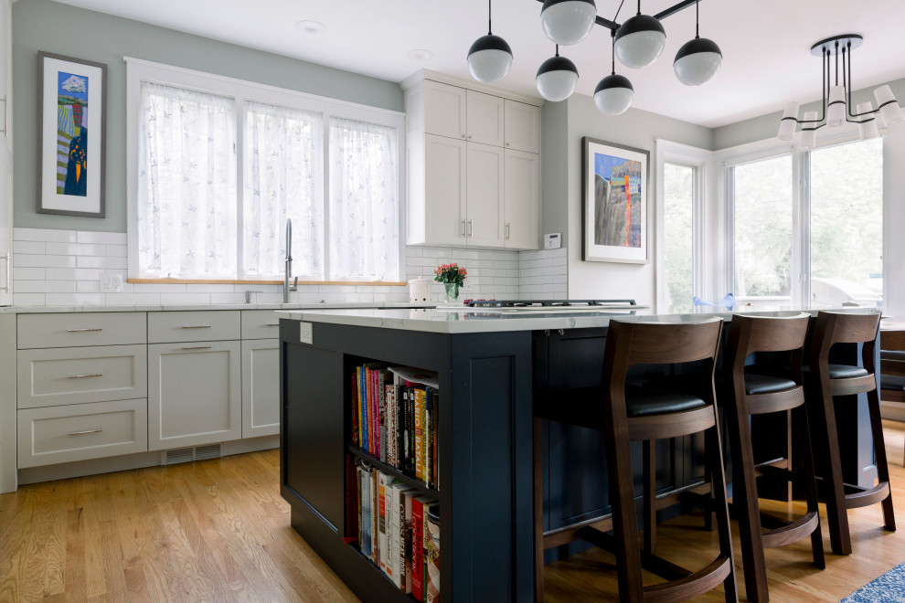 Example of a transitional kitchen design in Chicago
