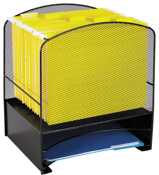 Safco Onyx Black Mesh Desk Organizer With 2 Horizontal Sorters