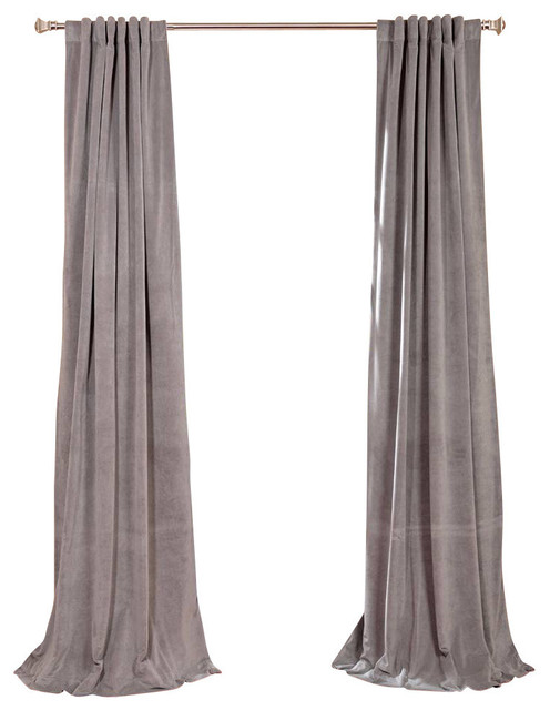 Signature Silver Gray Blackout Velvet Curtain Single Panel