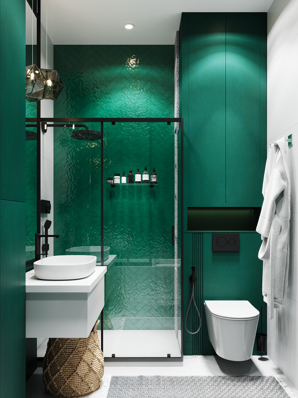 Ванная в зеленых тонах.