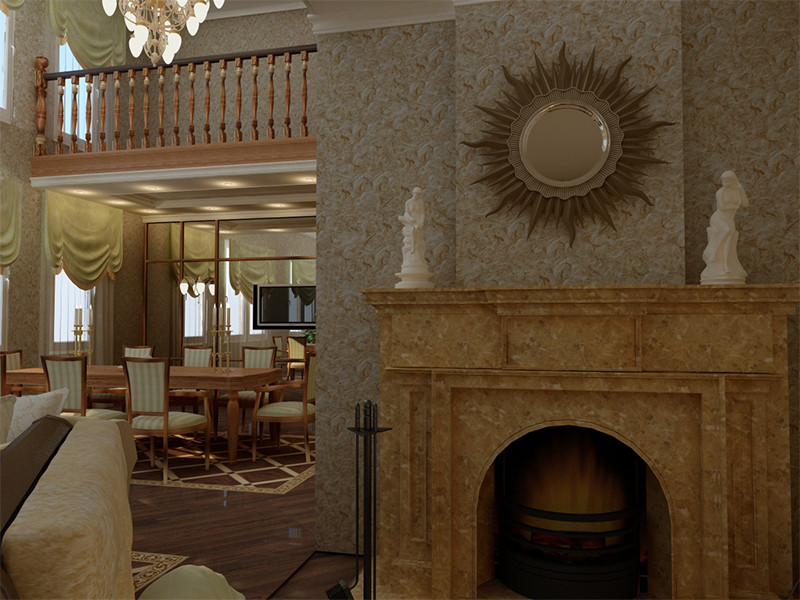 Эскизный проект гостиной в коттеджном поселке Колосково