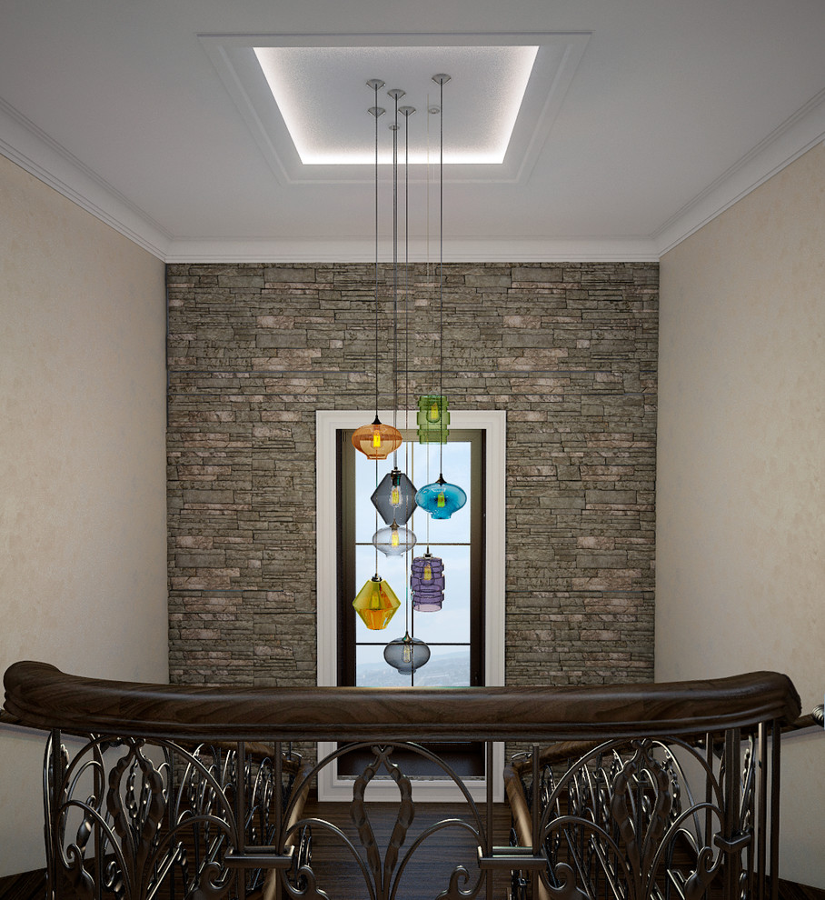 Дом в Щекино. Комната отдыха и лестничное пространство