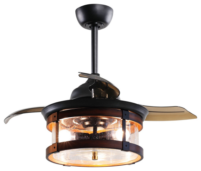 36 in 3 Retractable Blades Ceiling Fan With Remote Control Oil Rubbed 