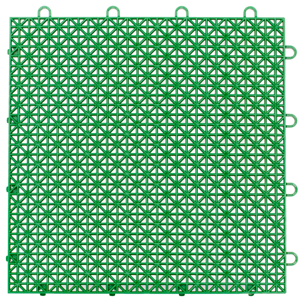Quix 12" x 12" Interlocking Floor Tiles, 9 Pack, Extreme Green