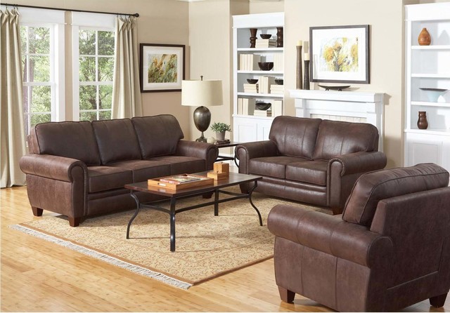 Coaster Traditional Brown Coated Microfiber Sofa Couch Loveseat Chair