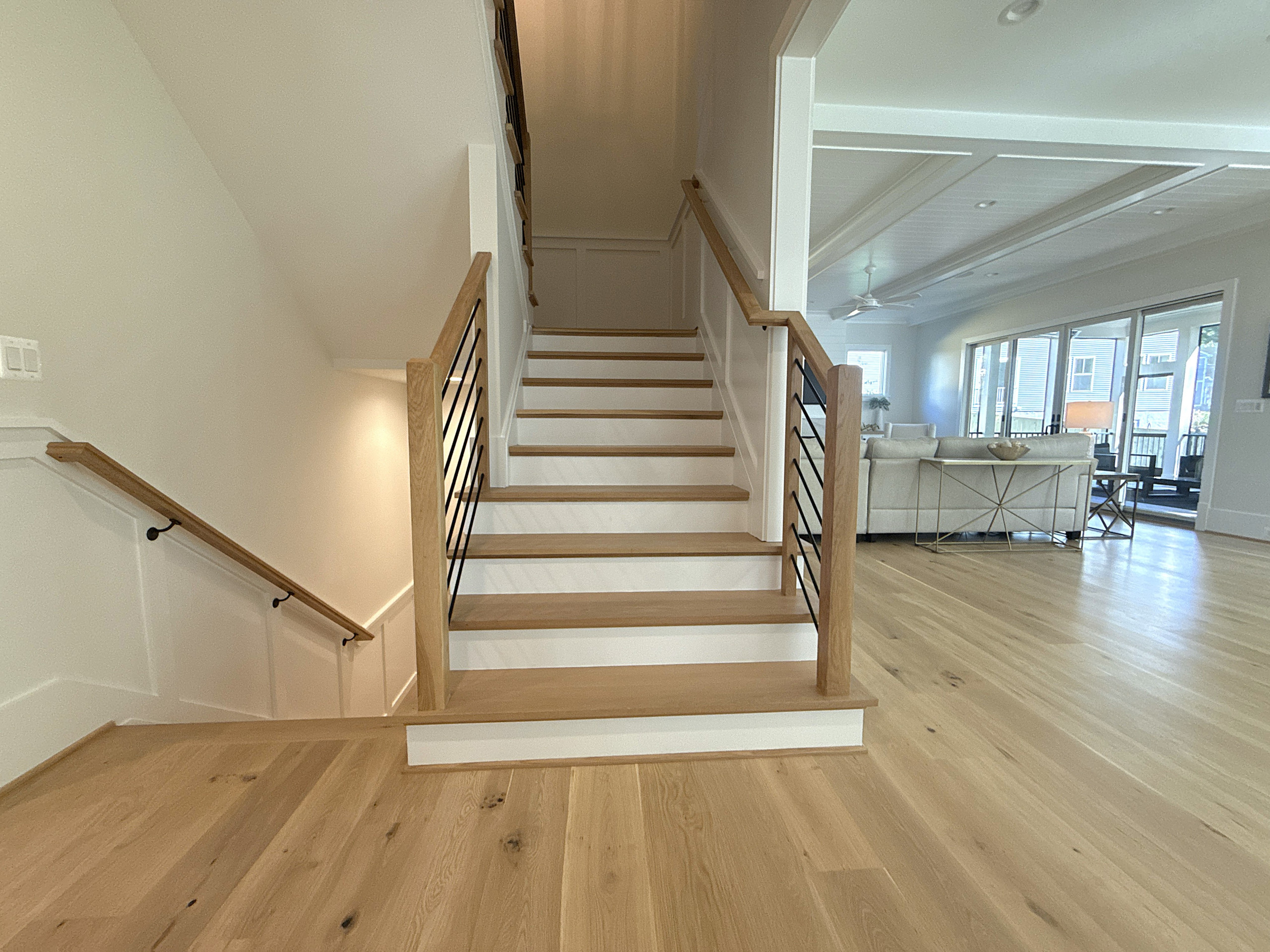 140_Modern White Oak Stair with Horizontal Bar Rail, Falls Church, VA 22043