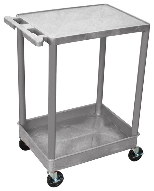 18 in. Tub Utility Cart w 2 Shelves in Gray