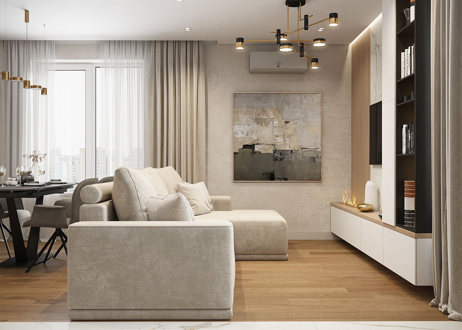 Элегантная современная трехкомнатная квартира