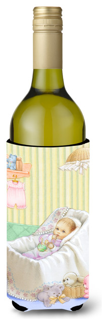 New Baby In Crib Wine Bottle Beverage Insulator Hugger