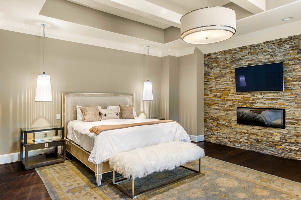 Design ideas for a transitional bedroom in Houston.