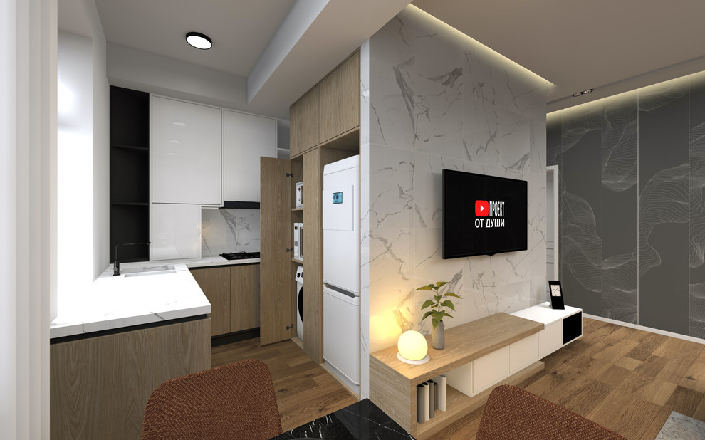 кухня-гостиная в стиле минимализм