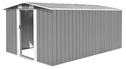 vidaXL Outdoor Storage Shed Garden Shed Metal Storage Patio Backyard Shed Gray