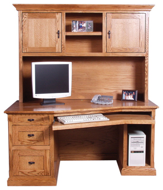 Mission Angled Desk and Hutch Traditional Desks And Hutches by