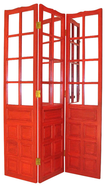 Wayborn French Mirror Room Divider in China Red