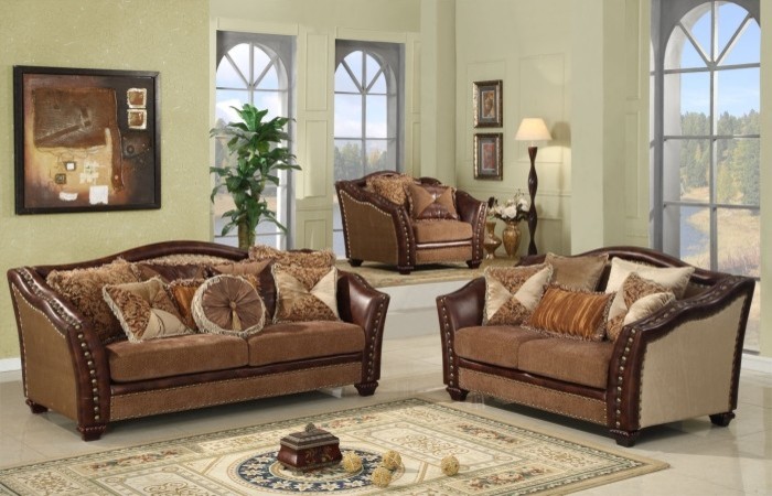 McFerran Home Furnishings - 3 Piece Warm Brown Corner Sofa Set - SF2781-3PC