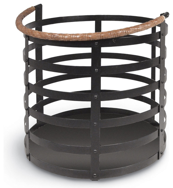 Garvey Rustic Lodge Wrought Iron Log Floor Basket Rustic Fireplace